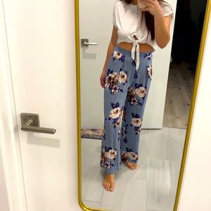 Floral wide leg pants